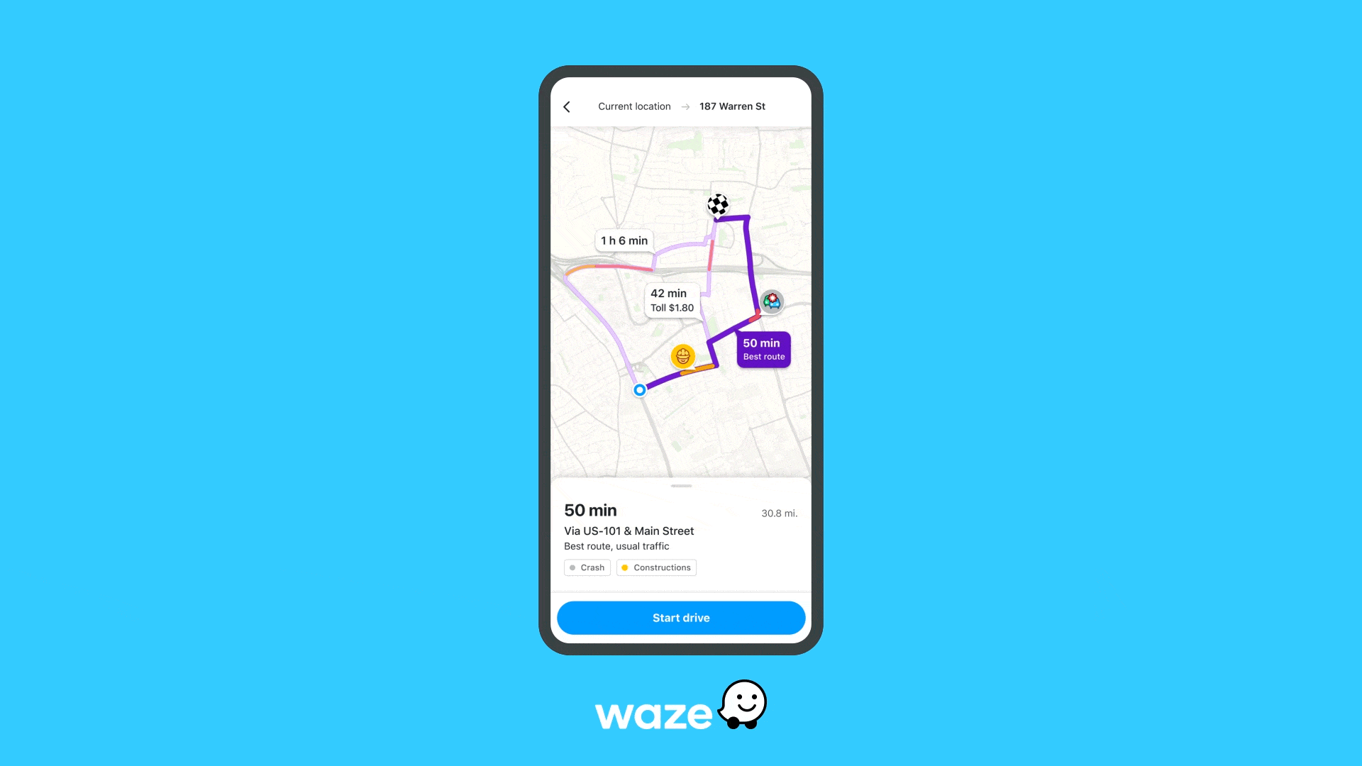 Nueva "Vista de viaje" de Waze